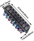 Top view of 8 Gang Switch Panel 12V 24V Waterproof On Off Rocker LED Panel Switch With Breakers For Boat Marine Car Blue Light Durable