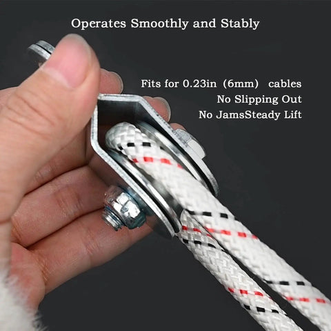 Dope Openable Cable Pulley Snatch Block 32mm Wheel For 6mm Wire Rope 110 Lb Load Single Bearing Aluminum Zinc Alloy Rigging Pulley For Winch Tow DIY Projects Built To Last open with 6mm rope