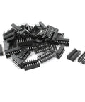 Pile of 40Pcs 2.54mm DIP IC Socket Adapters, 16 Pin Dual Row Solder Type, black body, silver contacts, for PCB prototyping