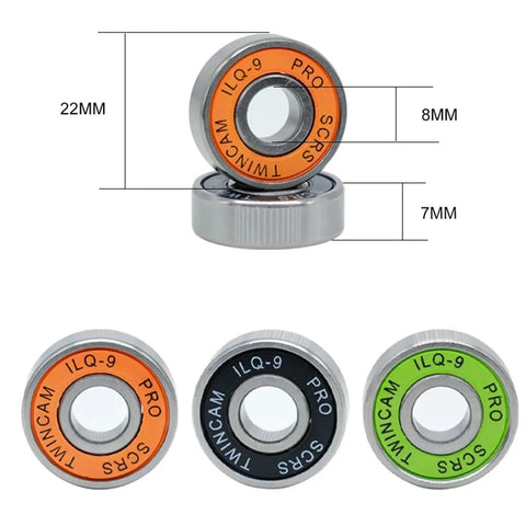 Eight Pack ILQ-11 Bearings 8x22x7mm For Longboard Inline Skate Wheel Replacement Set Green Color