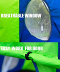 Close-up of breathable window and secured door features on Waterproof Hanging Swing Tent Cover For 40 Inch Round Saucer Disc Nest.