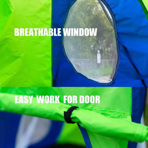 Close-up of breathable window and secured door features on Waterproof Hanging Swing Tent Cover For 40 Inch Round Saucer Disc Nest.