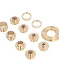 Top Shelf 11 Piece Brass Router Template Guide Kit With Heavy Duty Bushings includes assorted brass bushings for woodworking.