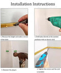 Installation guide for Corner Hanging Bar Wall Mounted Pipe Garment Rack For Small Spaces with steps and tools displayed