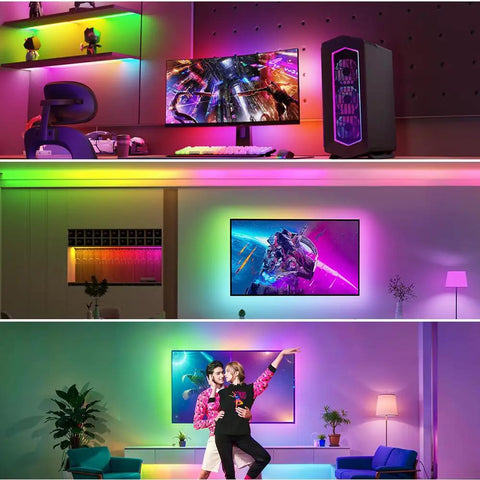 Individually Addressable LED Strip Light With WS2812B IC, 16.4Ft 300LED illuminating vibrant desktop and room decor