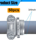Side view of Bulk 50 Pack Three Quarter Inch Cable Connectors Clamp Type Conduit Clamp For Electrical Wires in silver zinc alloy