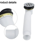 7-Hole Bathtub Drain Pipe Zinc Alloy ABS White(Drainer + Pipe) with detailed view of drainage connector and smooth pipe design.