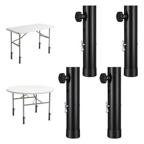 Heavy Duty Folding Table Leg Extenders Four Pack Adjustable Table Risers Built Like A Tank To Level Up Your Setup Durable Carbon Steel for rectangular and round tables.