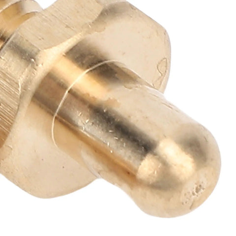 Close-up of a brass hinge pin, part of the Stainless Steel Hinge Pin Replacement Kit For Summit Spirit Grills, showing detailed craftsmanship.
