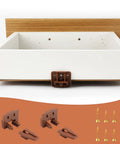 Brown Plastic Drawer Track Guide Repair Kit For Center Mount Drawers To Run Dang Smooth Quick Replacement Slides With Mounting Screws For Dressers And Nightstands, showing drawer and repair pieces.