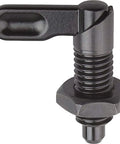 Built Tough Steel Cam Action Indexing Plunger Style D With Snappy Retractable Pin Black Oxide Coating M10 X 1 Thread And 4 Millimeter Grip