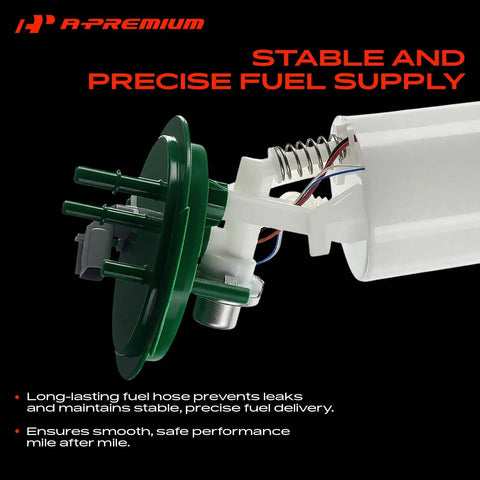 Heavy Duty Electric Fuel Pump Module Assembly For 2001 To 2003 Chrysler Town And Country exhibiting green fuel hose and assembly details.