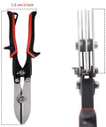 Front and side view of a 5 Blade Sheet Metal Crimping Tool For Ductwork And Gutters, Handy Hand Held Crimper Pliers Pro Grade