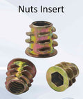 50 Piece M6 Zinc Alloy Threaded Inserts For Wood Furniture No Sweat Assembly Hex Socket Screw In Nuts With Allen Wrench Battle Tested Diy Workshop Gear Bundle shown from multiple angles.
