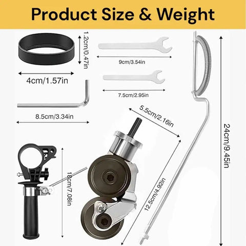 Heavy Duty Electric Drill Shears Attachment For Cutting Iron White Steel Copper And Aluminum Sheet Metal Nibbler Tool dimensions diagram