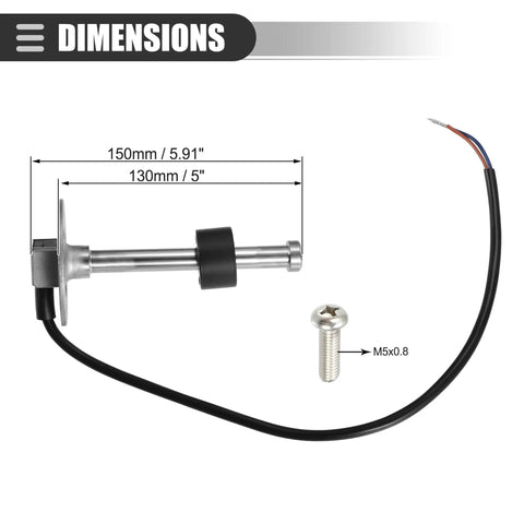 Plug and Play Universal Marine Fuel Sending Unit Float Replacement Gauge for Gas and Diesel Tanks Water Level Sender Sensor 5 Inch Stainless Steel Anti Corrosion Durable Boat Ready dimensions and M5x0.8 screw