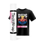 Matte White Sublimation HTV For Dark And Light Cotton Fabrics 12 Inch By 10 Feet Iron On Vinyl with black cotton tee example