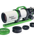 65mm Apo Flatfield Astrograph With 416mm Focal Length F6.4 Quadruplet Air Spaced Optics with accessories on display table