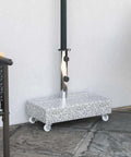 Built Tough Heavy Duty Patio Umbrella Base With Wheels And Adapters Granite Parasol Base for Poolside Yard Or Garden