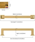 Champagne Bronze Cabinet Pulls Set, 5 Inch Center To Center, side view with dimensions, zinc alloy drawer handle, 10 pack