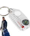 Rugged Portable Compass Keychain For Outdoors with thermometer and compass for backpacking hiking camping durable ABS construction