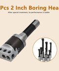 2 Inch Boring Head With R8 Shank Pro Grade Heavy Duty Boring Bar Set For Milling And Lathe Work, 9 Carbide Tipped Bars