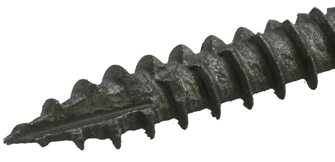 Close-up of Gray Deck Screws 75 Piece Set For Composite And Treated Wood With Ceramic Coating For Rust And Corrosion Protection