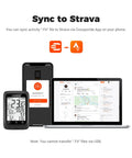 Syncing GPS Bike Computer With Wireless Connectivity, ANT+ And Bluetooth with laptop and phone to Strava