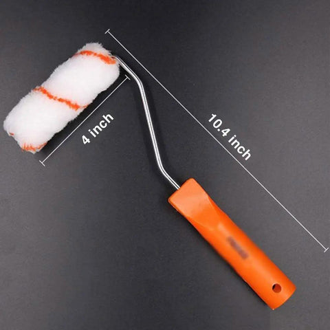 Kickass 4 Inch Paint Rollers Set Of 10 Featuring Heavy Duty Chrome Handles And Ultra Plush Microfiber Covers Quick Change Setup For Ridiculously Smooth Wall Painting Jobs - 4-inch roller with orange handle.