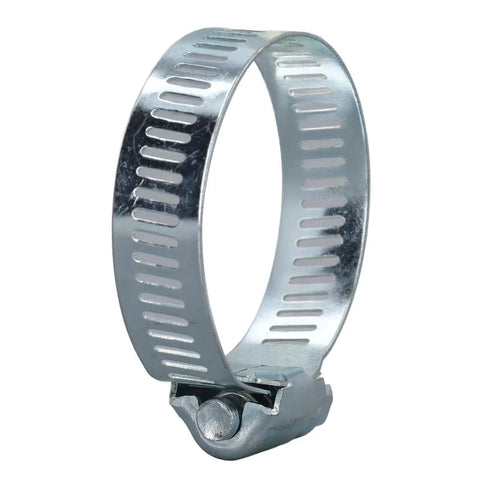 Close-up of a galvanized carbon steel adjustable clamp from the All In One Hose Clamp Kit 49 Pcs Adjustable Clamps 13 To 44 mm set.