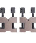 V Block Set With Clamp For Precision Machinist Work In Hardened Steel 90 Degree V Block Pair 1-3/8 X 1-3/8 X 1-3/16 Inches With Box High Accuracy 0.0002 And 19/32 Vee Capacity, showing two blocks with clamps.