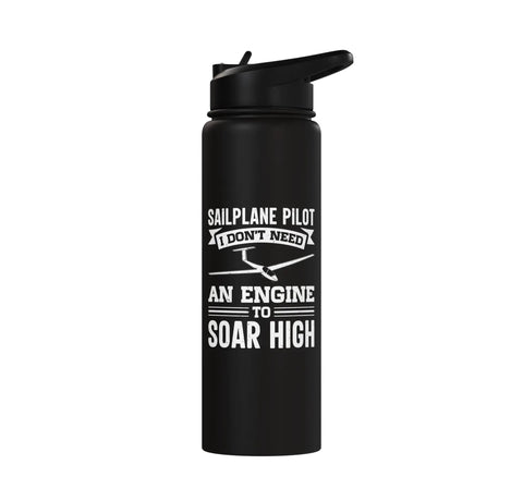 Dope Soaring Sailplane Pilot Water Bottle For Glider Enthusiasts black insulated stainless steel