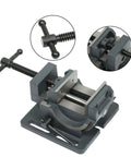 Badass 3 Inch Cradle Style Bench Vice Featuring A Slick Tilting Jaw And Adjustable Angle Pivot For Heavy Duty Workshop Grinding And Metal Fabrication Projects close-up view of adjustable jaw and mount
