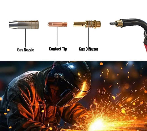25 Pack MIG Gun Consumables Kit For OmniPro 220 MIGMax Welder Gun 140 215 63616 63617 Includes.035 Tips, Nozzle, Diffuser