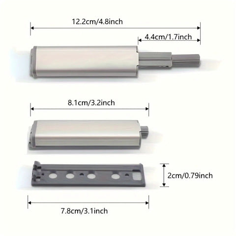 Magnetic Latches 4 Or 10 Pack 304 Stainless Steel Cabinet Hardware dimensions and components display