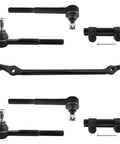 7 Piece Steering Kit With Inner And Outer Tie Rod Ends Adjusting Sleeves And Center Drag Link For Chevrolet C1500 Suburban 1993-1999 Chevrolet C2500 1992-1999 And GMC Yukon 1995-1999 black steel steering parts