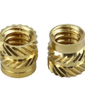 Brass Heat Set Threaded Inserts For Plastic And 3D Printing Eight Thirty Two Female Thread Size 0.25 Inch Length Knurled Grip