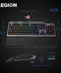 Full Size Mechanical Gaming Keyboard Featuring Top Tier Rgb Lighting And Snappy Red Switches with size dimensions displayed.