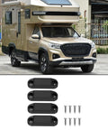 RV Baggage Door Holder Latch Keep Doors Open 4 Pack For Camper Travel Trailer Fifth Wheel with screws, shown in black.