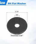 M4 Fender Washers Black Oxide Carbon Steel Flat Gaskets For Screws Bolts 100 Piece Pack size 0.79 inch and thickness 0.04 inch