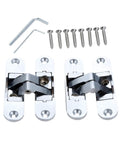 Two Pack Zinc Alloy Hidden Folding Door Hinges 23x95mm for cabinets with screws and tools included