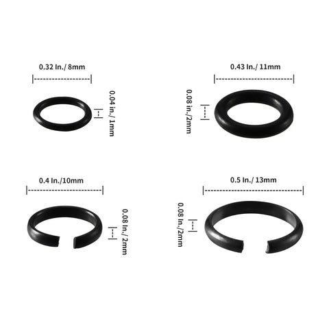 Heavy Duty Impact Retaining Ring Clip And O Ring Kit With Anvil Installation Tool For 1/2 And 3/8 Inch Impact Wrenches with sizing details.