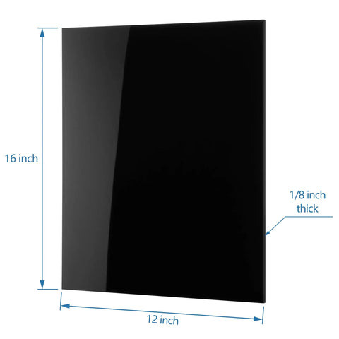 DIY Friendly Opaque Black Acrylic Sheet Pack Of Two 12 By 16 Inches One Eighth Inch Thick Cast Plexiglass Panels For Craft Projects Laser Cutting Photography And Sign Making Weatherproof UV Resistant High Gloss Finish