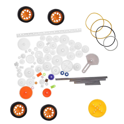 Plastic Gear Set Kit 78 Pieces For DIY Projects With Pulleys Belts Worms Racks Shafts Axles Tires Gearbox Components And Bushings