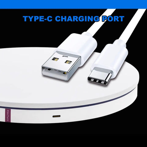 360 Electric Turntable Rotating Display Stand With Knob Control USB Power Base For Jewelry Shoes And Glitter Cups Shooting White 16 inch showing USB and Type-C charging ports.