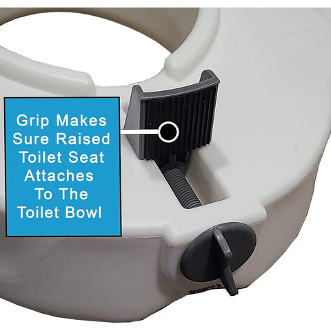 Solid White Raised Toilet Seat With Easy Grip Handles And Heavy Duty Armrests Adding Four Point Five Inches For Smooth Morning Moves Built Tough For Round Or Elongated Bowls Delivering Dead Simple Daily Comfort