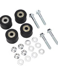 Upgrade Your Ride With This Heavy Duty YFZ350 And Banshee Chain Roller Kit Featuring Tough Iron Bearings For Smooth Shifting And Extended Drive Life On 1987 To 2006 Models Plus Reliable Performance. Black rubber roller kit with bearings, bolts, washers and nuts
