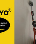 Tow Behind Wall Mount Bracket Kit For Lawn Care Attachments Space Saving Garage Organizer installed on wall with equipment 