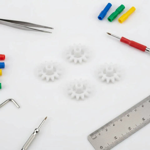 Kids DIY Gear Kit For Hands On Precision Engineering Small Gear Drive Wheel Cog With 2mm Bore 10 Teeth Regular Size Ideal STEM Projects Educational Toys And Tiny Mechanical Prototypes, white plastic gears