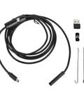 7mm Industrial Endoscope with 2MP HD Camera, 2m cable, USB-C and Micro USB interfaces, accessories for tight spot inspections